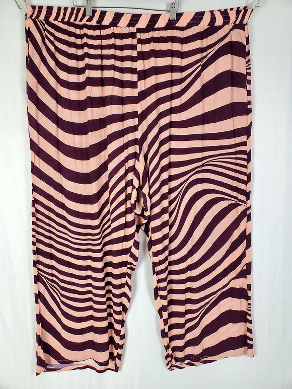Wray Size 5X (28/30) Burgundy & Pink Swirl Stripes Lounge Pants NWOT