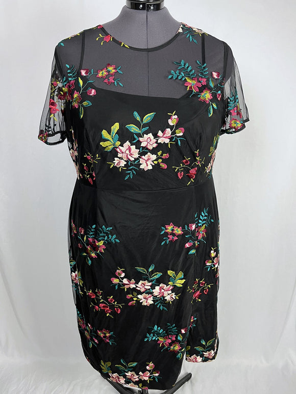 Hutch Size 20W Black Multi Embroidered Floral Dress