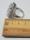 Vintage Silver & Clear Size 8.5 Crystal Solitaire Cocktail Statement Ring