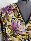 Winlar Size Open Brown & Purple Floral Caftan NWT