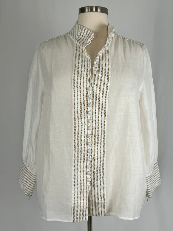 Soft Surroundings Size 18W (1X) White & Beige Netted Shirt NWT