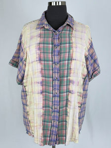 White Birch Size 3X (24) Pink & Purple Plaid Shirt