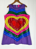 Queen of Sparkles Size XXL Purple Rainbow Heart Dress