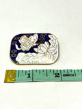 Vintage White & Navy Metal Butterfly Brooch