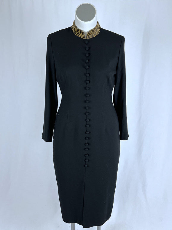 Vintage Santa Fe Size 14 Black & Brown Animal Print Dress