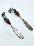 Sterling Silver & Turquoise Feather Bead Earrings