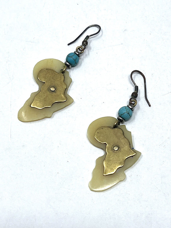 Cream & Turquoise Africa Earrings