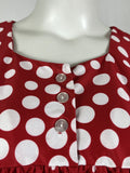 Vintage Size 18 Red & White Polka Dot Dress