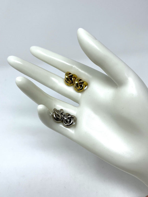 Vintage Silver & Gold Metal Knotted 2 Earring Sets