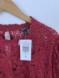 Torrid Size 5X (28) Burgundy Lace Shirt NWT