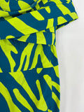 D'Iyanu Size 2X (18W) Blue & Green Abstract Zebra Dress