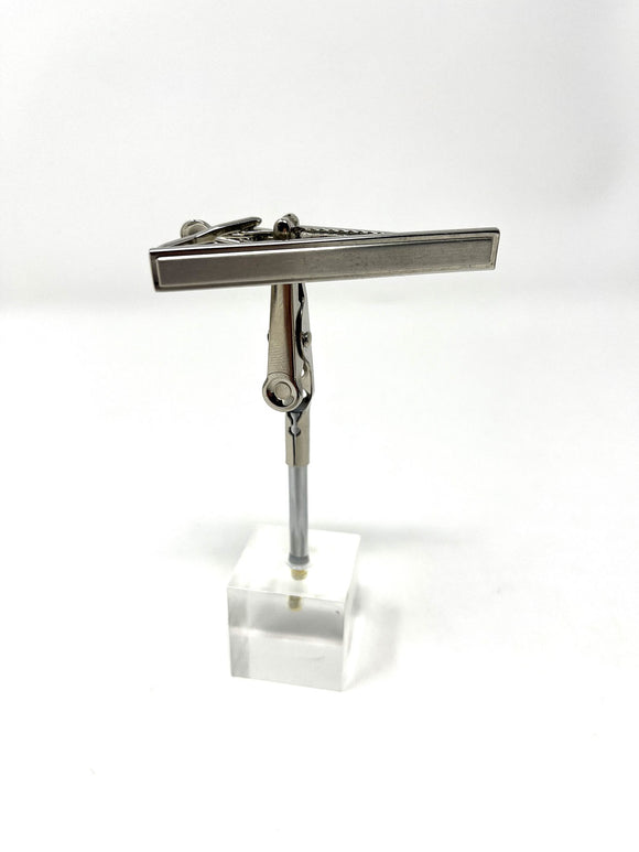 Silver Stainless Steel Rectangle Tie Clip