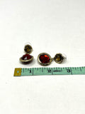 Vintage Gold & Red Hammered Post Drop Earrings