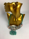 Green & Pink Jade Dragon Beaded Multi-Strand Necklace