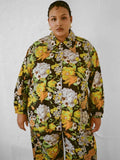 Wray Size 4X (24/26) Black Multi Artichoke Floral Shirt