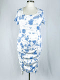 What Lo Wants Size 5X (28) White & Blue Tie-Dye Dress