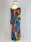 Rue107 Size 3X Blue & Brown Abstract Artwear Dress