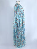 Hannah Artwear Size Open Aqua & Coral Bold Floral Kaftan Dress