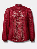 Torrid Size 5X (28) Burgundy Lace Shirt NWT