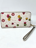 Coach White Multi Leather Ornaments Zip-Around Wallet NIB