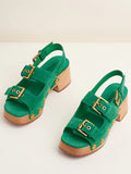 Charlotte Stone Size 9 Green Sandals w/ Tote Bag NIB