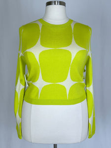 Find Me Now Size L (18/20) Lime Green '60s Print Sweater NWT