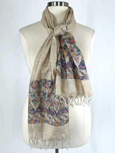 Champgne Multi-Color Silk East Indian Wrap Scarf