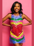 Queen of Sparkles Size XXL Purple Rainbow Heart Dress