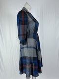 Vintage Harvey Celler Size 12P Gray & Blue Plaid Dress