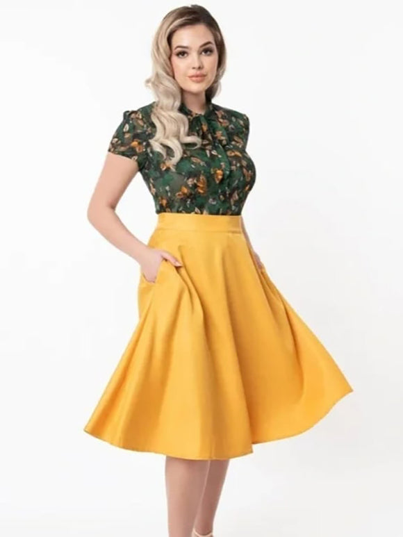 Unique Vintage Size 22W Mustard Yellow Skirt NWT