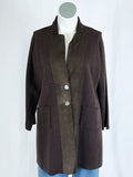 Eileen Fisher Size 1X (18) Brown Wool & Suede Jacket