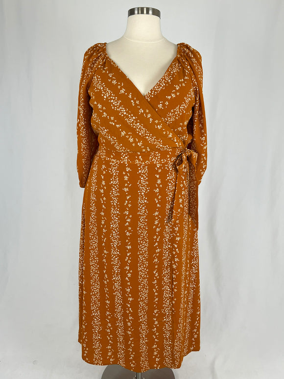 BCBG Size XXL Orange & Cream Floral Skirt Set