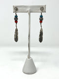 Sterling Silver & Turquoise Feather Bead Earrings