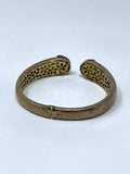 Gold & Purple Sterling Silver Crosshatch Retro Hinge Cuff Bracelet