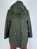 INC Size XL (16) Olive Green Leopard Winter Parka Coat