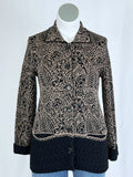 Sol Size L (12/14) Black & Tan Swirl Floral Cardigan Sweater