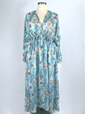 Hannah Artwear Size Open Aqua & Coral Bold Floral Kaftan Dress