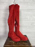 Justfab Size 10 Red Faux Suede Knee Boots NWOB