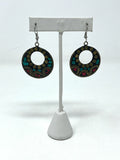 Brass & Multi-Color Stone Mosiac Earrings