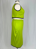 Copper Union Size 24W Lime Green Piping Skirt Set