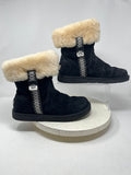 Ugg Size 10 Black & Cream Embroidered Winter Boots