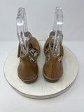 Fly London Size 10.5/11 (41) Tan & Gold Crackle Sandals