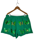 Queen of Sparkles Size XXL Green Sequin Butterflies Shorts