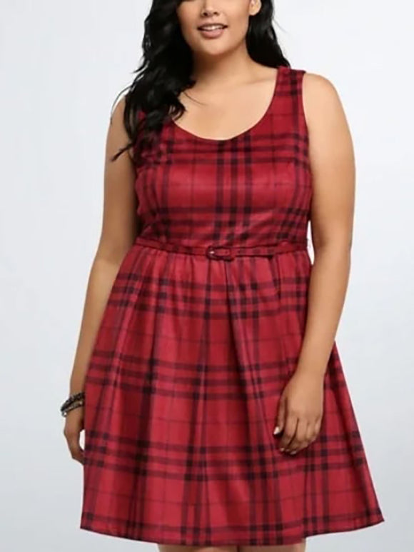 Torrid Size 22 Red & Black Plaid Dress