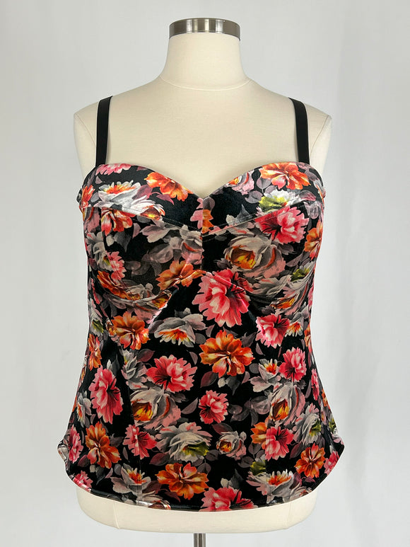 Torrid Size 22/24 (3) Black & Orange Floral Bustier NWT