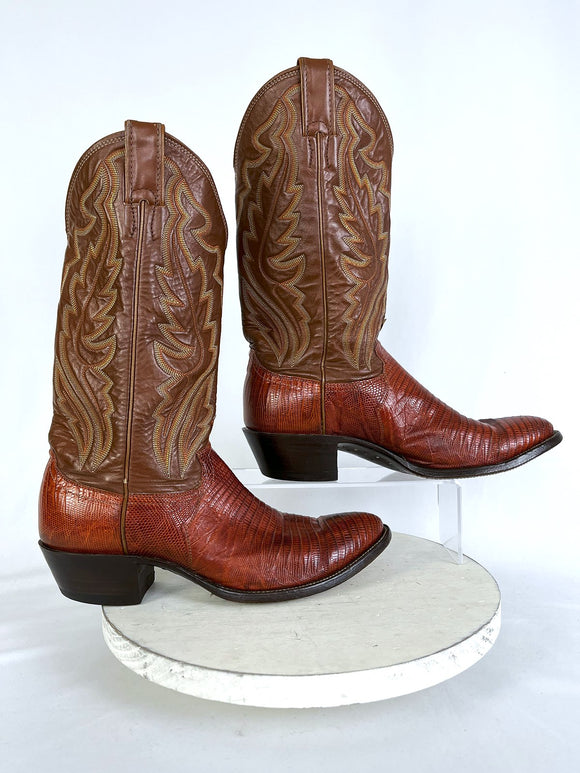 Justin Size (M) 8.5/ (W)10 Burnt Orange & Brown Cowboy Boots