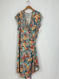 Altar Houseline Size 3X Peach & Teal Floral Dress NWT