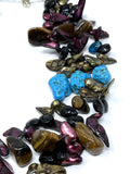 Vintage Purple & Turquoise Howelite Stick Pearls Necklace