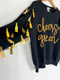 Queen of Sparkles Size XXL Black & Gold Champagne Sweater