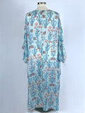 Hannah Artwear Size Open Aqua & Coral Bold Floral Kaftan Dress